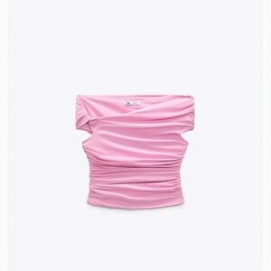 pink ruched asymmetric top